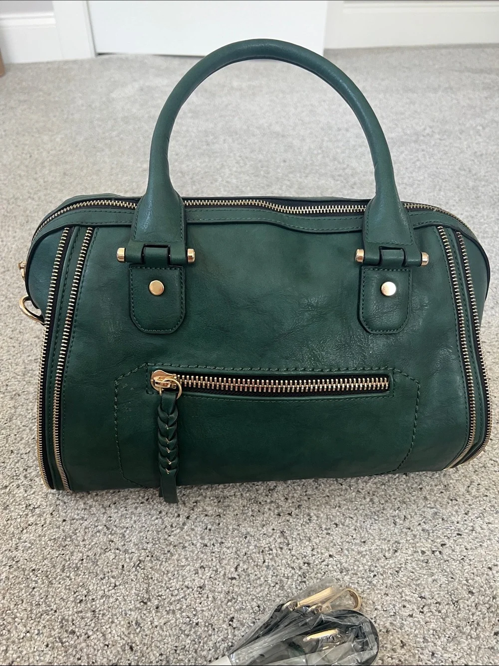 Urban Expressions Forest Green Satchel with Gold Hardware